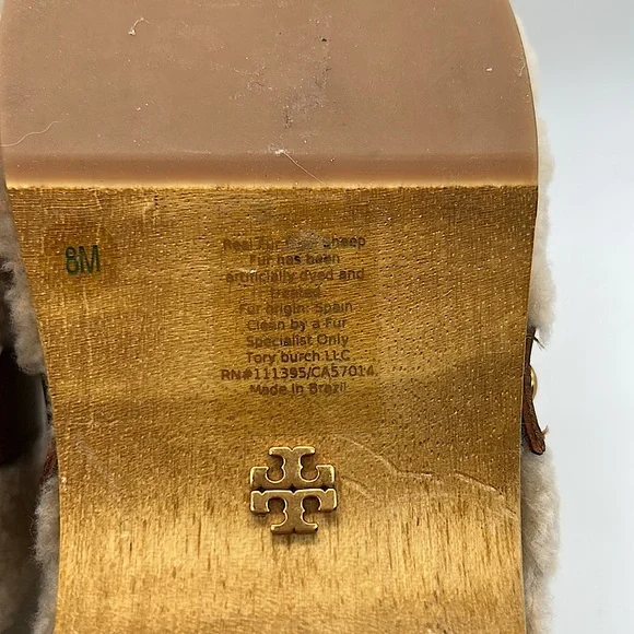 Tory Burch Authentic Rare Wooden Sheep Fur Fuzzy Sandals Clog Shoes **Size 8** - Picture 8 of 9